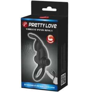 Vibrationsring + Rabbit-Klitoris-Stimulator 10 Vibrationen Schwarz von Pretty Love