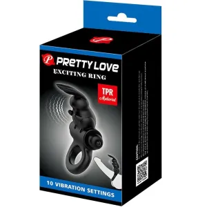 Aufregender Ring Rabbit Vibratorring 10 Vibrationen Schwarz von Pretty Love