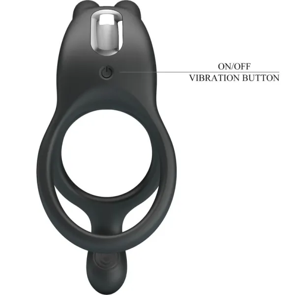 Seth Doppel-Vibrationsring Rabbit 7 Vibrationen Schwarz von Pretty Love | Fesselliebe.de