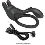 Seth Doppel-Vibrationsring Rabbit 7 Vibrationen Schwarz von Pretty Love | Fesselliebe.de