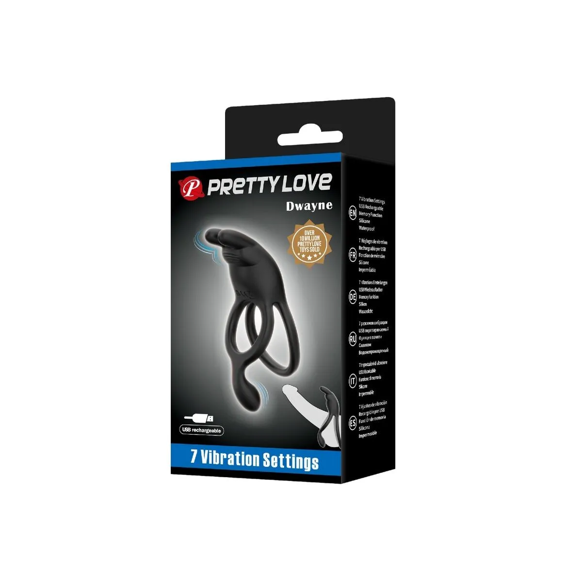Seth Doppel-Vibrationsring Rabbit 7 Vibrationen Schwarz von Pretty Love | Fesselliebe.de