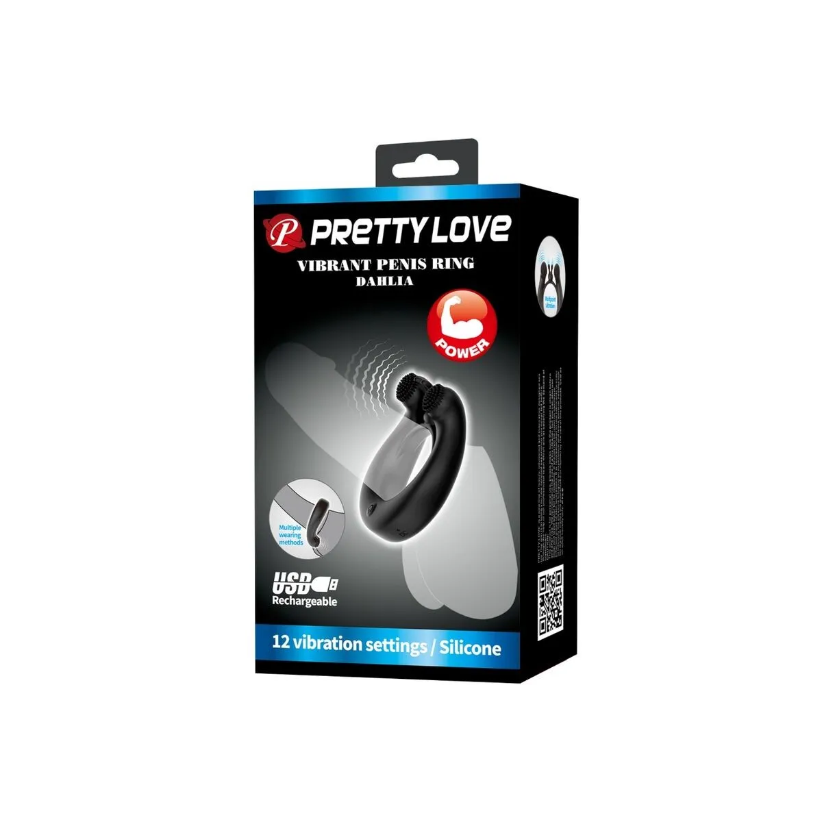 Dahlia Vibrationsring + Klitorisstimulator 12 Vibrationen Schwarz von Pretty Love | Fesselliebe.de