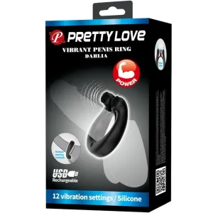 Dahlia Vibrationsring + Klitorisstimulator 12 Vibrationen Schwarz von Pretty Love