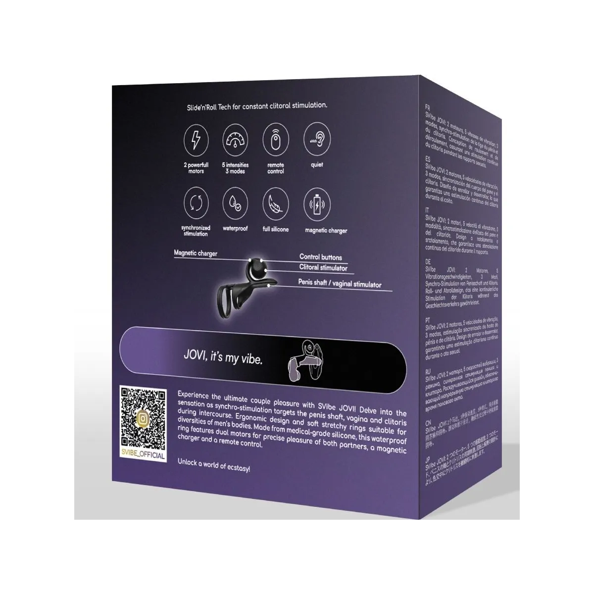 Jovi Paarring mit Fernbedienung Schwarz von Snail Vibe | Fesselliebe.de