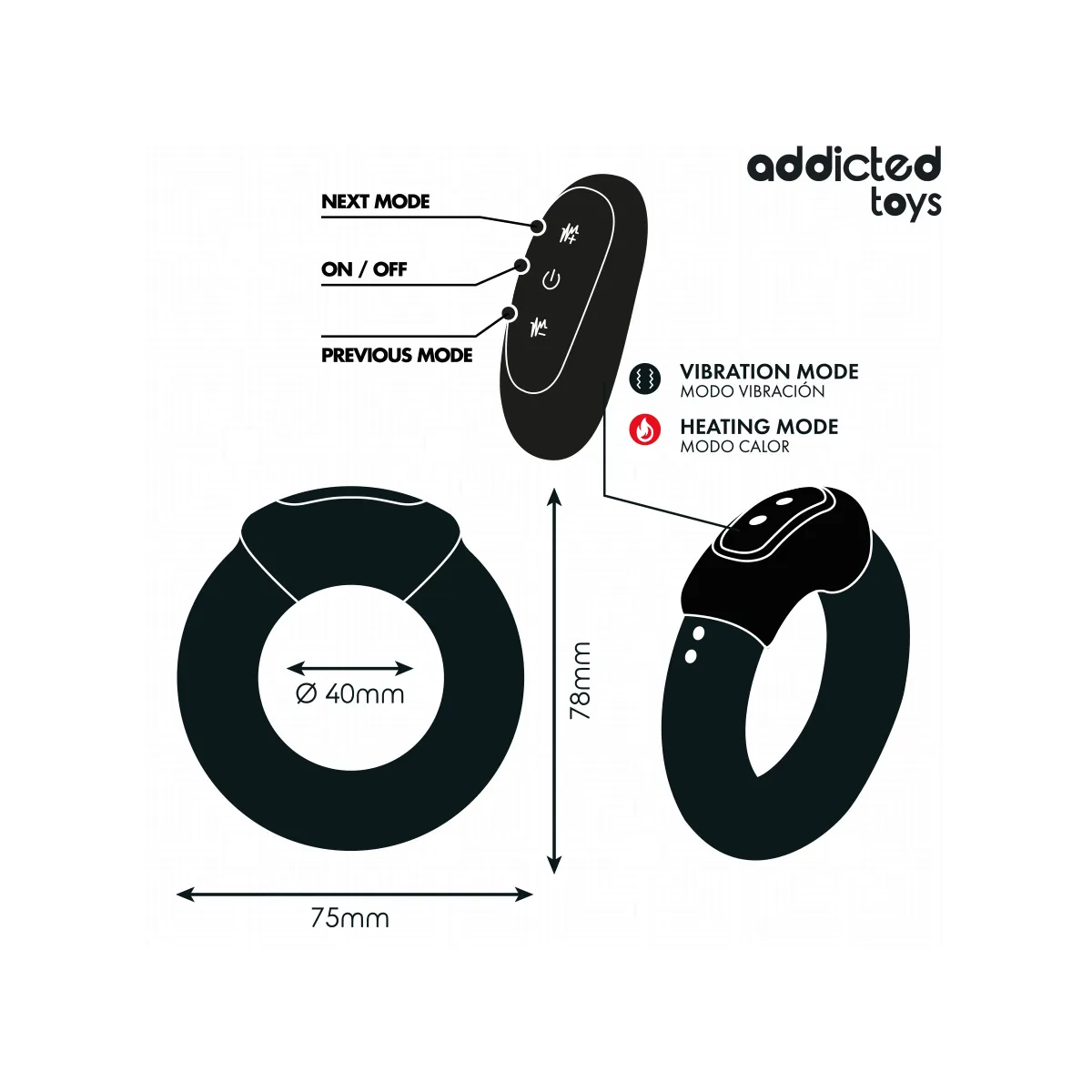 Vibrierender Cockring mit Wärmeeffekt und mit Fernbedienung von Addicted Toys | Fesselliebe.de