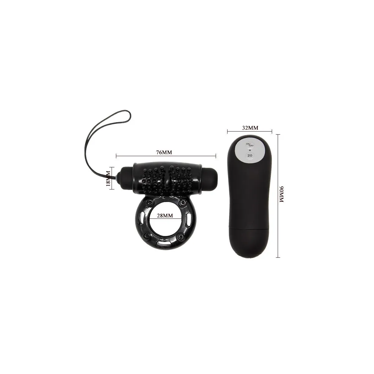 Ring mit Fernbedienung Schwarz 20v von Baile For Him | Fesselliebe.de