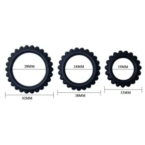 Titan Set 3stk Cockring Schwarz 2,8 + 2,4 + 1,9 cm von Baile For Him