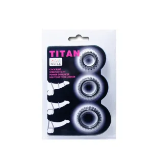 Titan Set 3stk Cockring Schwarz 2,8 + 2,4 + 1,9 cm von Baile For Him