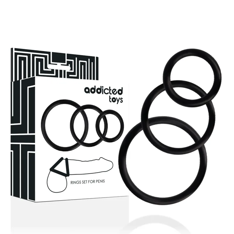 Ringset für Penis Schwarz von Addicted Toys | Fesselliebe.de