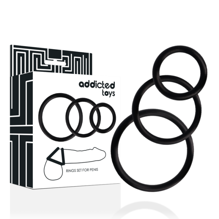 Ringset für Penis Schwarz von Addicted Toys | Fesselliebe.de