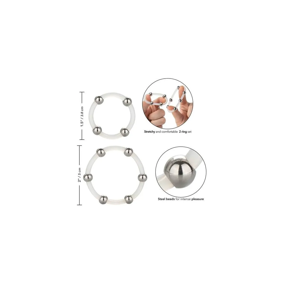 Stahlperlen-Silikonring-Set von Calexotics | Fesselliebe.de