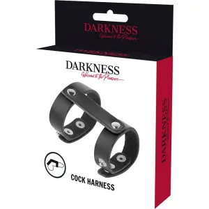 Verstellbarer Penis- und Hodenring aus Leder von Darkness Bondage