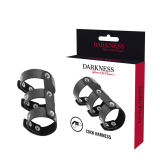 Verstellbarer Doppel-Penis- und Hodenring aus Leder von Darkness Bondage | Fesselliebe.de