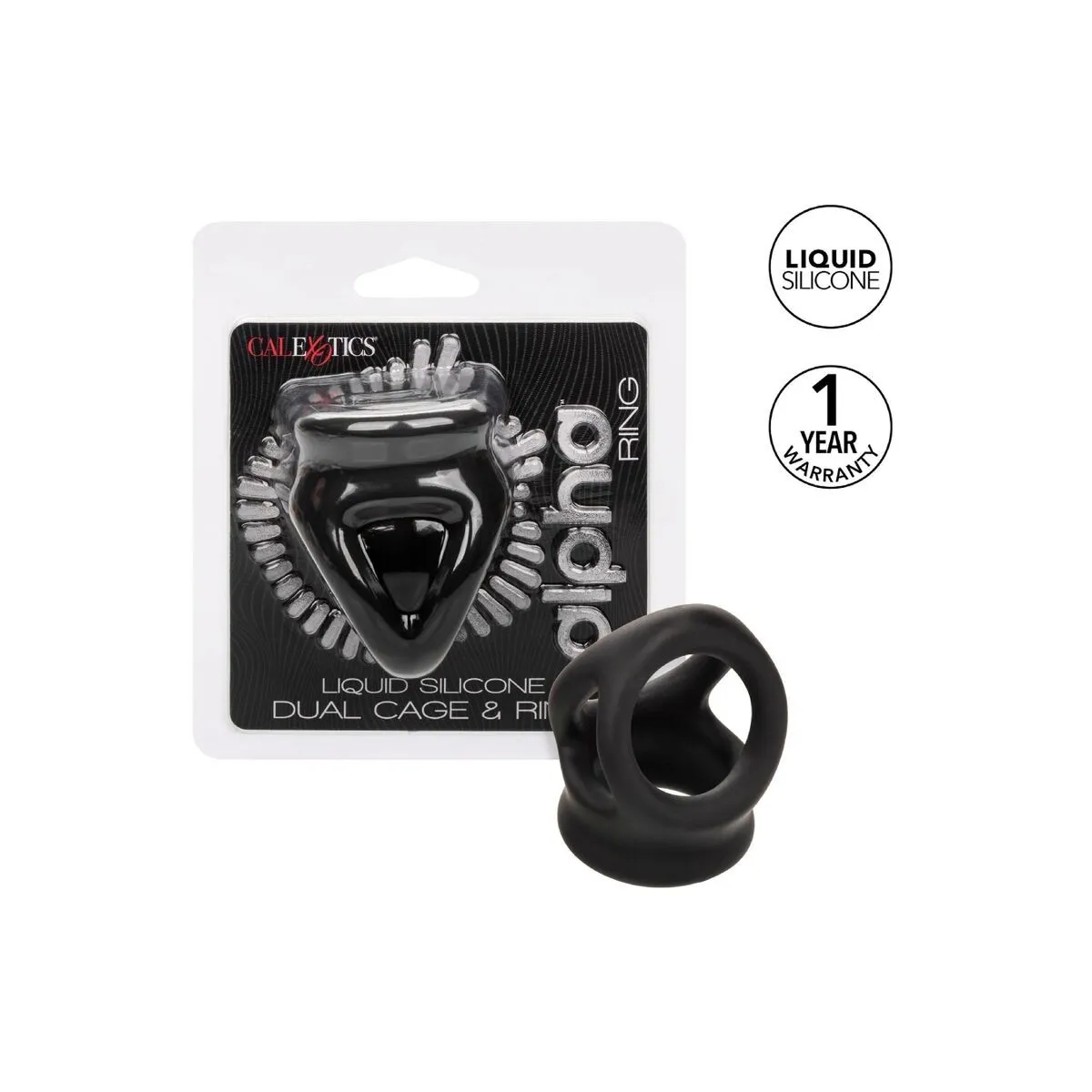 Alpha Dual Cage Ring Schwarz von Calexotics | Fesselliebe.de