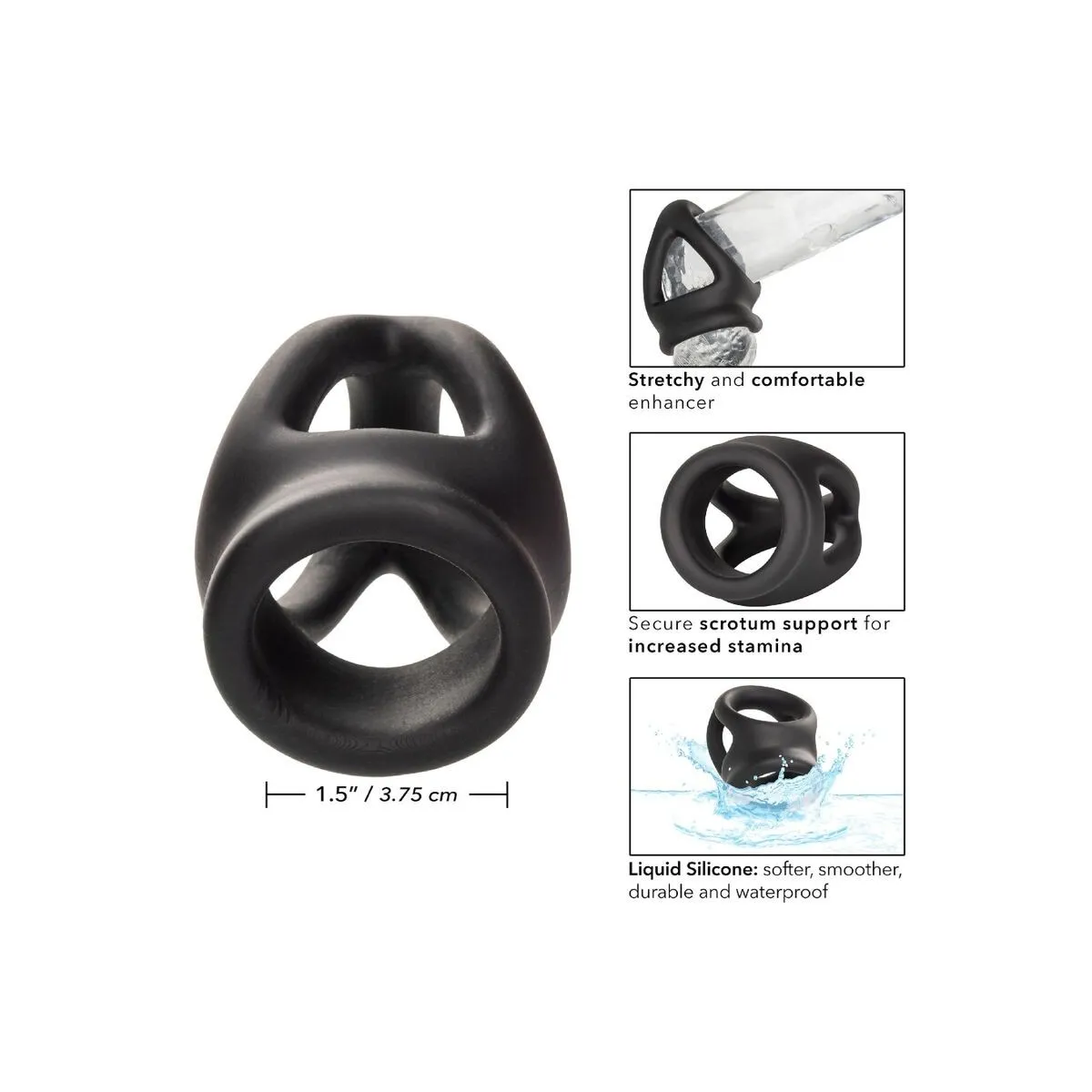 Alpha Dual Cage Ring Schwarz von Calexotics | Fesselliebe.de