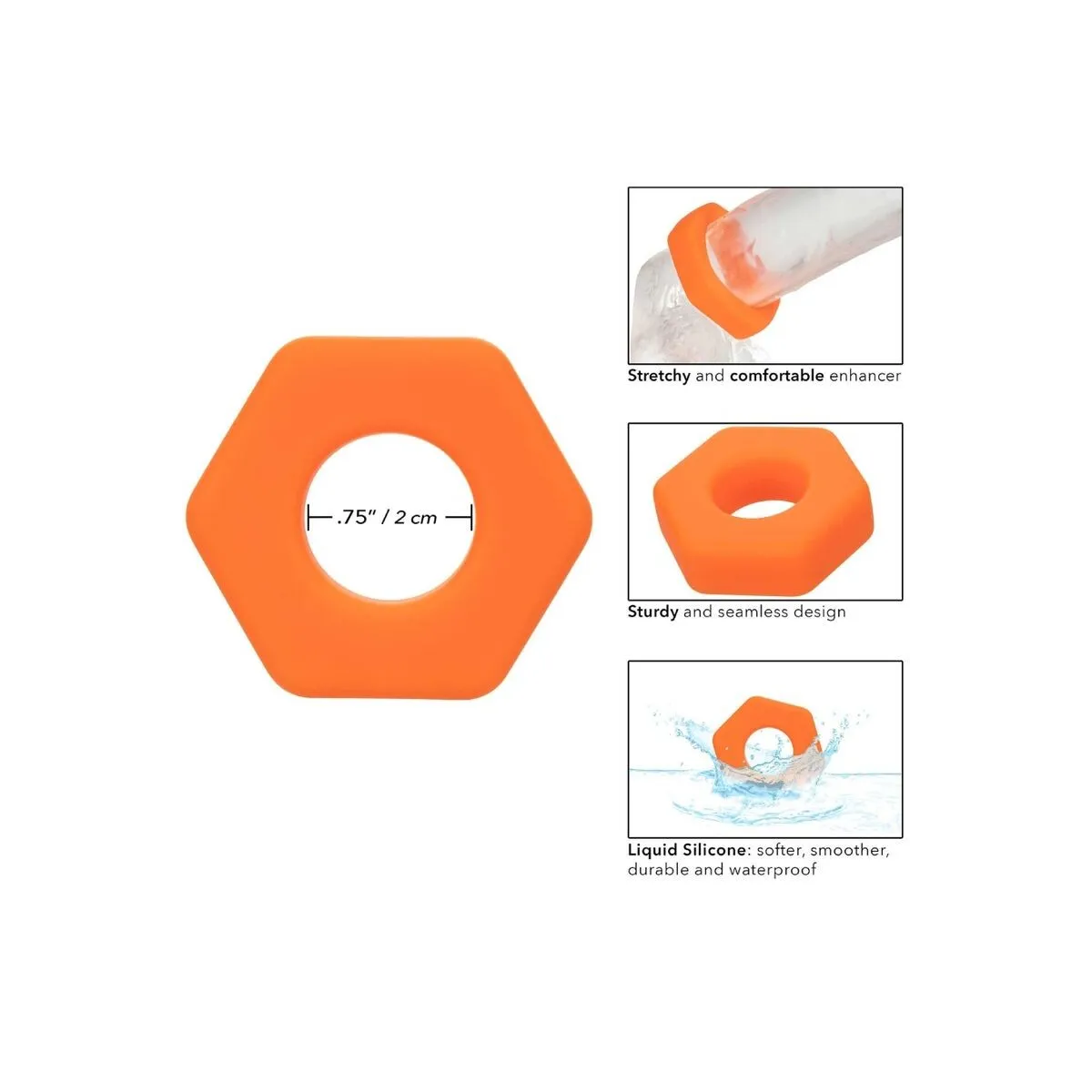 Alpha Prolong Sexagon Ring Orange von Calexotics | Fesselliebe.de