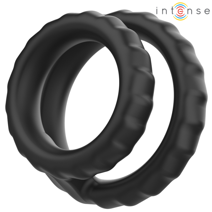 Dewey Doppelter Penisring aus Silikon Schwarz Modell 2 von Intense Couples Toys | Fesselliebe.de