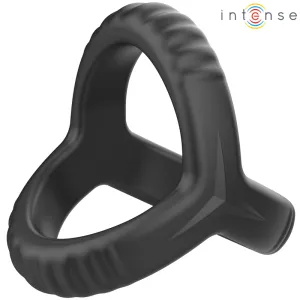 Carson Doppelter Penisring aus Silikon Schwarz Modell 4 von Intense Couples Toys