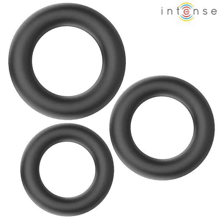 Hugh 3 Basic Penisringe aus Silikon Schwarz von Intense Couples Toys | Fesselliebe.de
