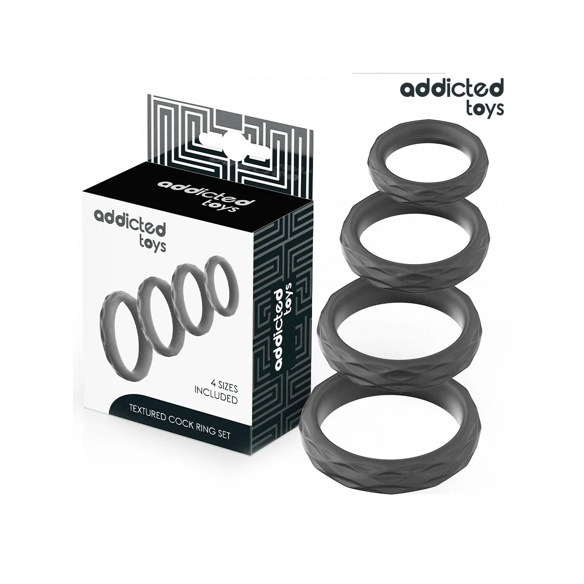 Set mit Strukturiertem Cockring In 4 Grössen von Addicted Toys | Fesselliebe.de