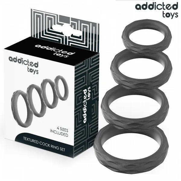 Set mit Strukturiertem Cockring In 4 Grössen von Addicted Toys | Fesselliebe.de