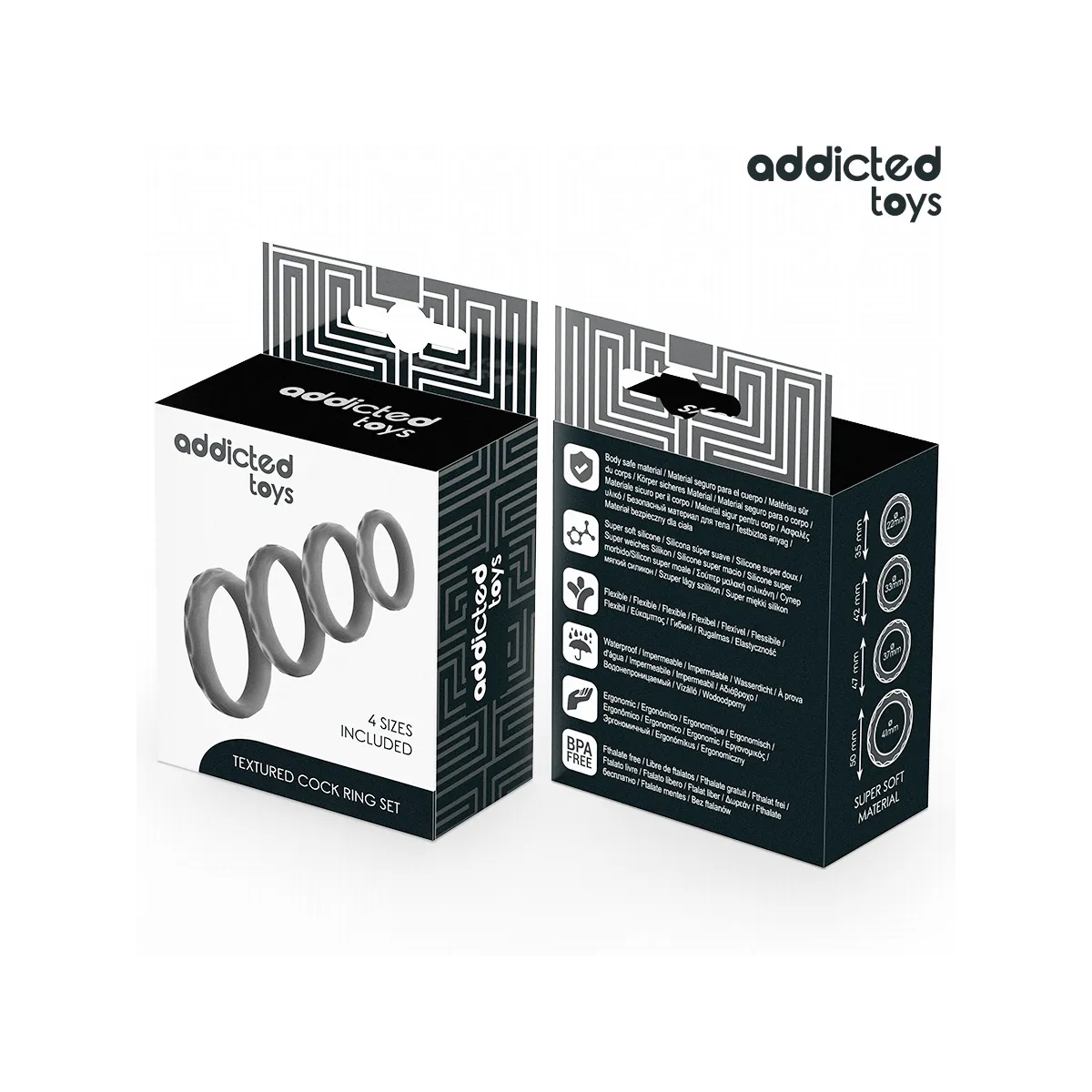 Set mit Strukturiertem Cockring In 4 Grössen von Addicted Toys | Fesselliebe.de