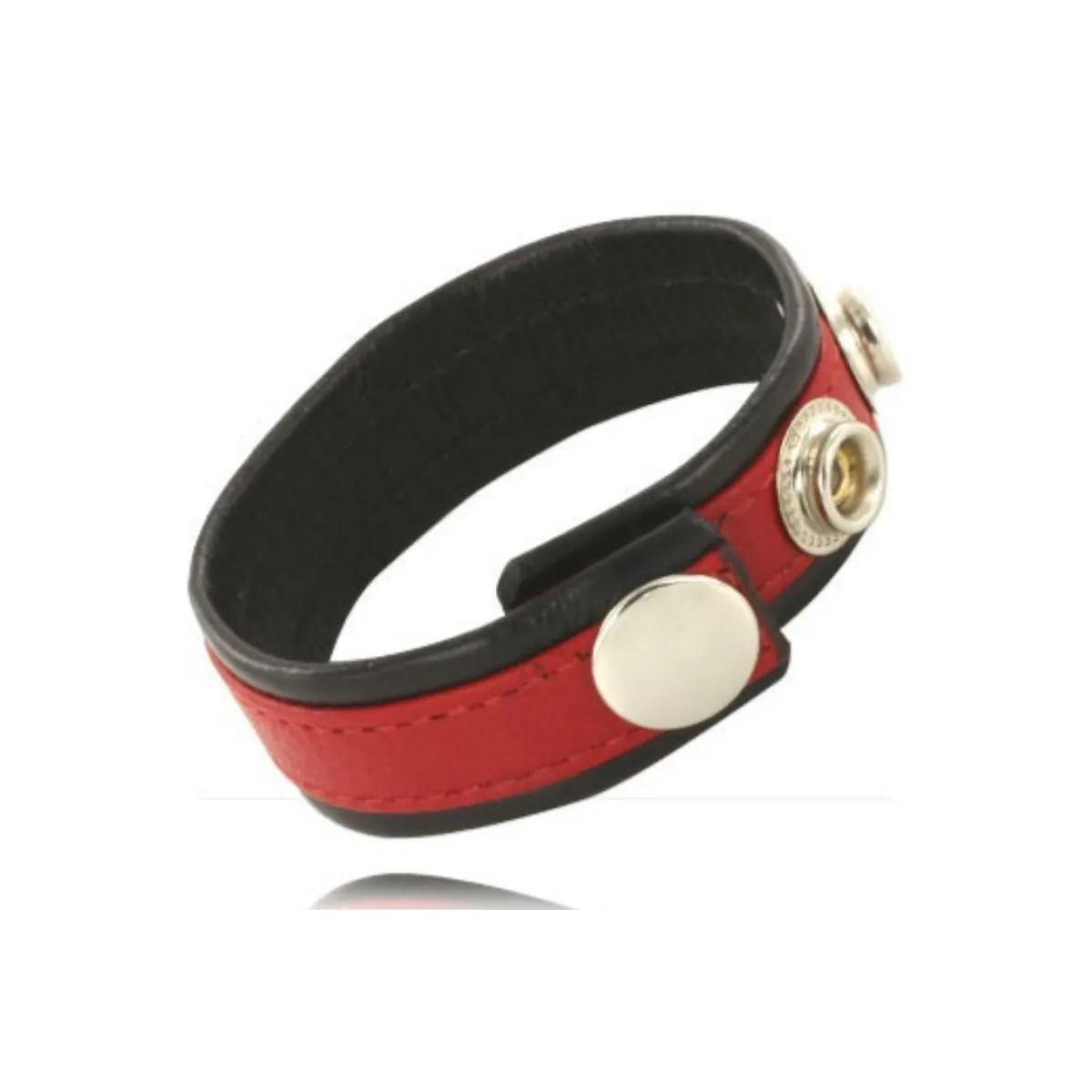 Verstellbarer Ledergurt für Penis Rot-Schwarz von Leather Body | Fesselliebe.de