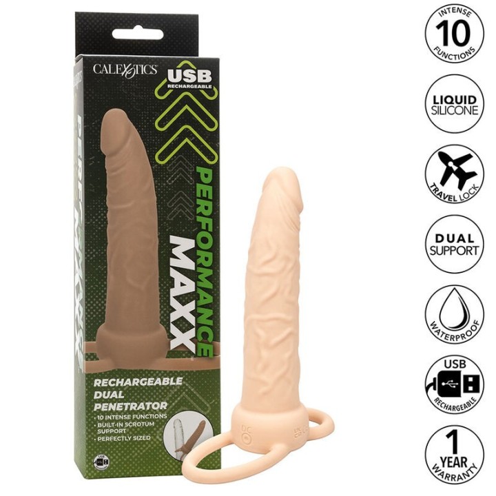 Performance Maxx wiederaufladbarer Dual Penetrator, Helle Haut von Calexotics | Fesselliebe.de