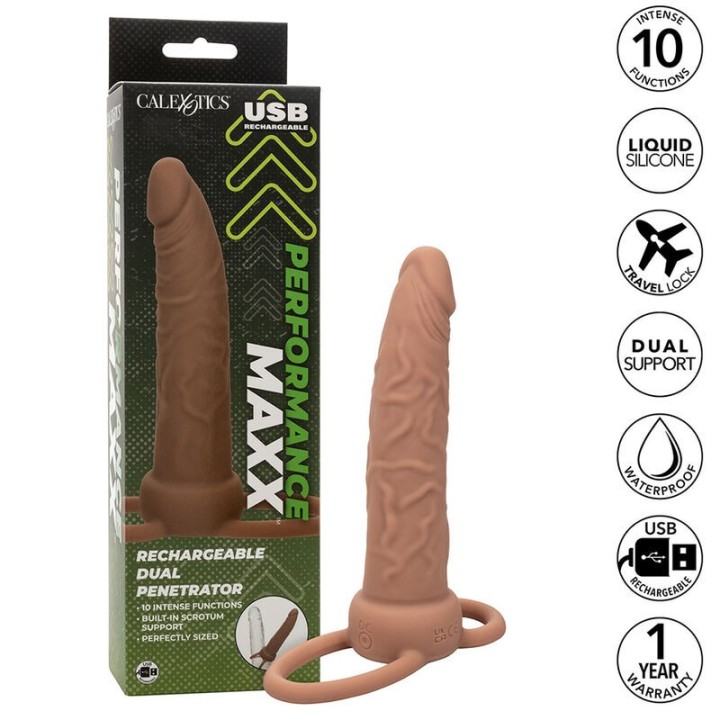 Performance Maxx wiederaufladbarer Dual-Penetrator, Braun von Calexotics | Fesselliebe.de