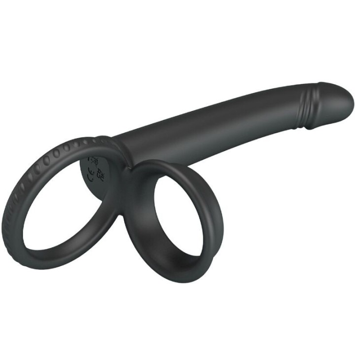 Dillion Doppelte Penetration Doppelter Cockring Schwarz von Pretty Love | Fesselliebe.de