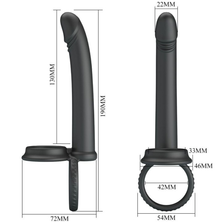 Dillion Doppelte Penetration Doppelter Cockring Schwarz von Pretty Love | Fesselliebe.de