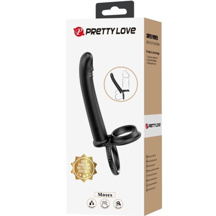 Dillion Doppelte Penetration Doppelter Cockring Schwarz von Pretty Love | Fesselliebe.de