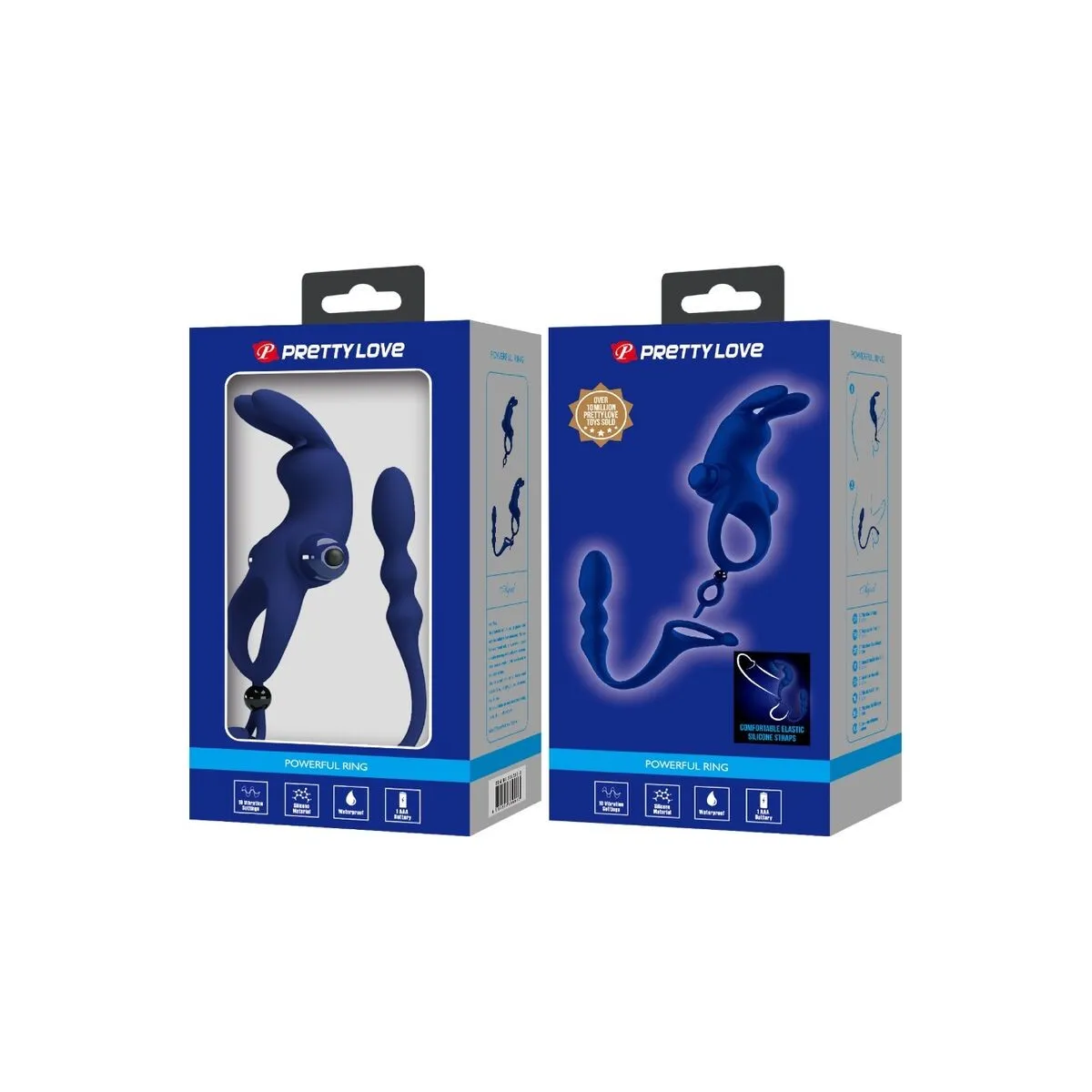 Ayad Rabbit Vibratorring mit Stecker Blau von Pretty Love Male | Fesselliebe.de