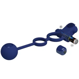 Remington Doppelvibrationsring mit Stecker Blau von Pretty Love Male