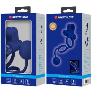 Remington Doppelvibrationsring mit Stecker Blau von Pretty Love Male