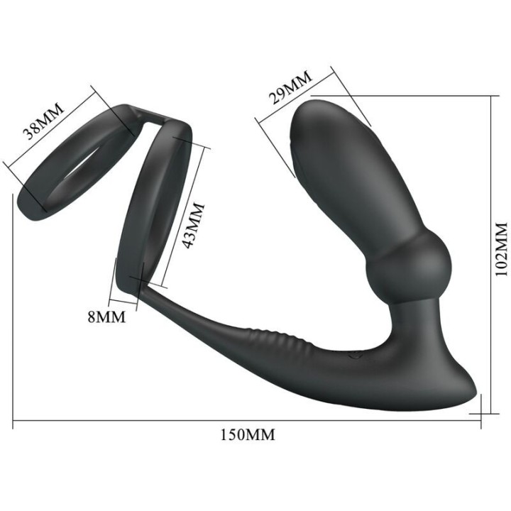Emoni Penisring + Anal Plug 12 Vibrationen Schwarz von Pretty Love | Fesselliebe.de