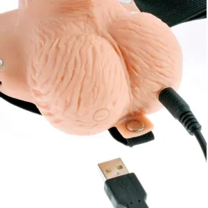 Verstellbarer Gurt mit Fernbedienung, Penis und Hoden und Vibrator, wiederaufladbar 15 cm von Fetish Fantasy Series