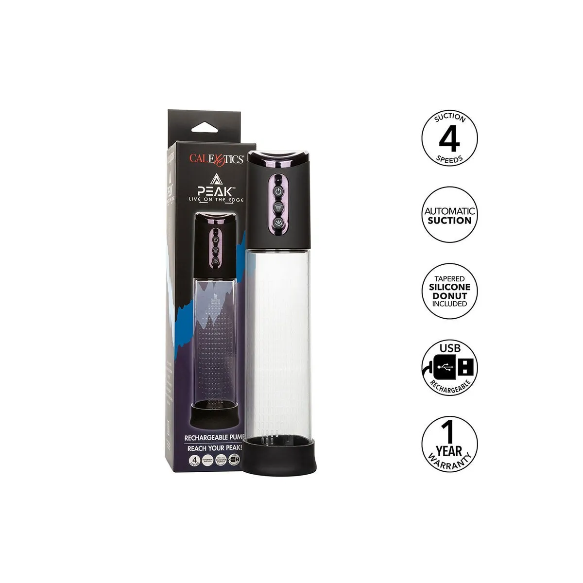 Peak 4-Geschwindigkeits-Saugpumpe Schwarz von Calexotics | Fesselliebe.de