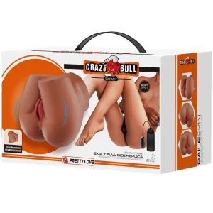 Bernace Ass Vibrator mit Realistischer Vagina und Anus Flesh mit Fernbedienung von Crazy Bull
