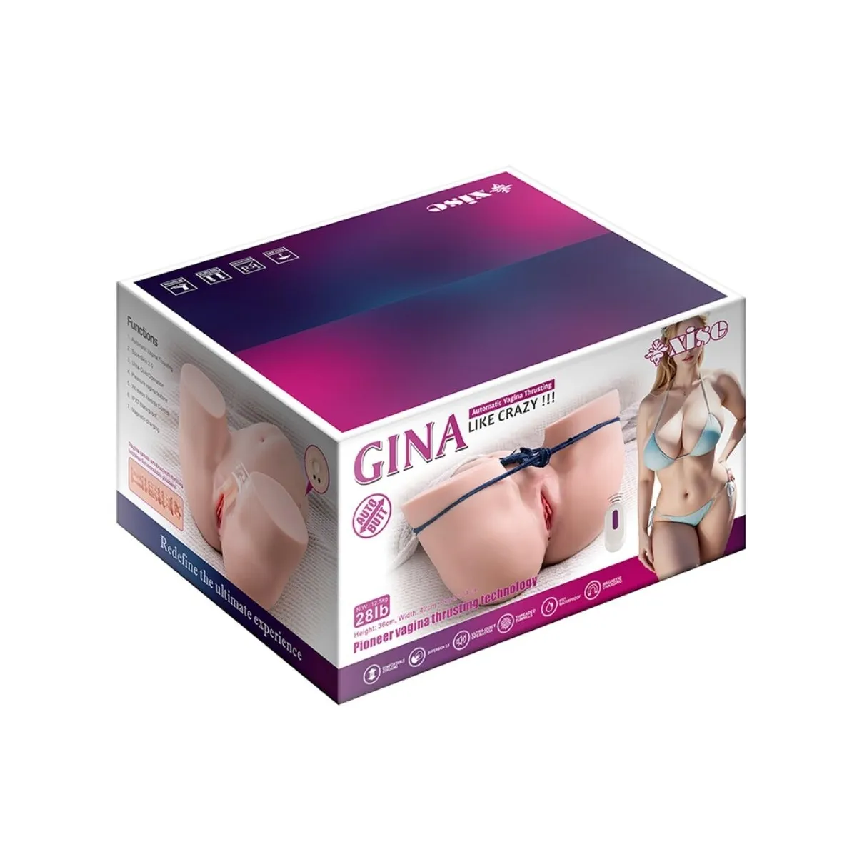 Gina Realistischer Vagina-Masturbator mit Vibration und mit Fernbedienung und Mehreren Positionen von Xise | Fesselliebe.de