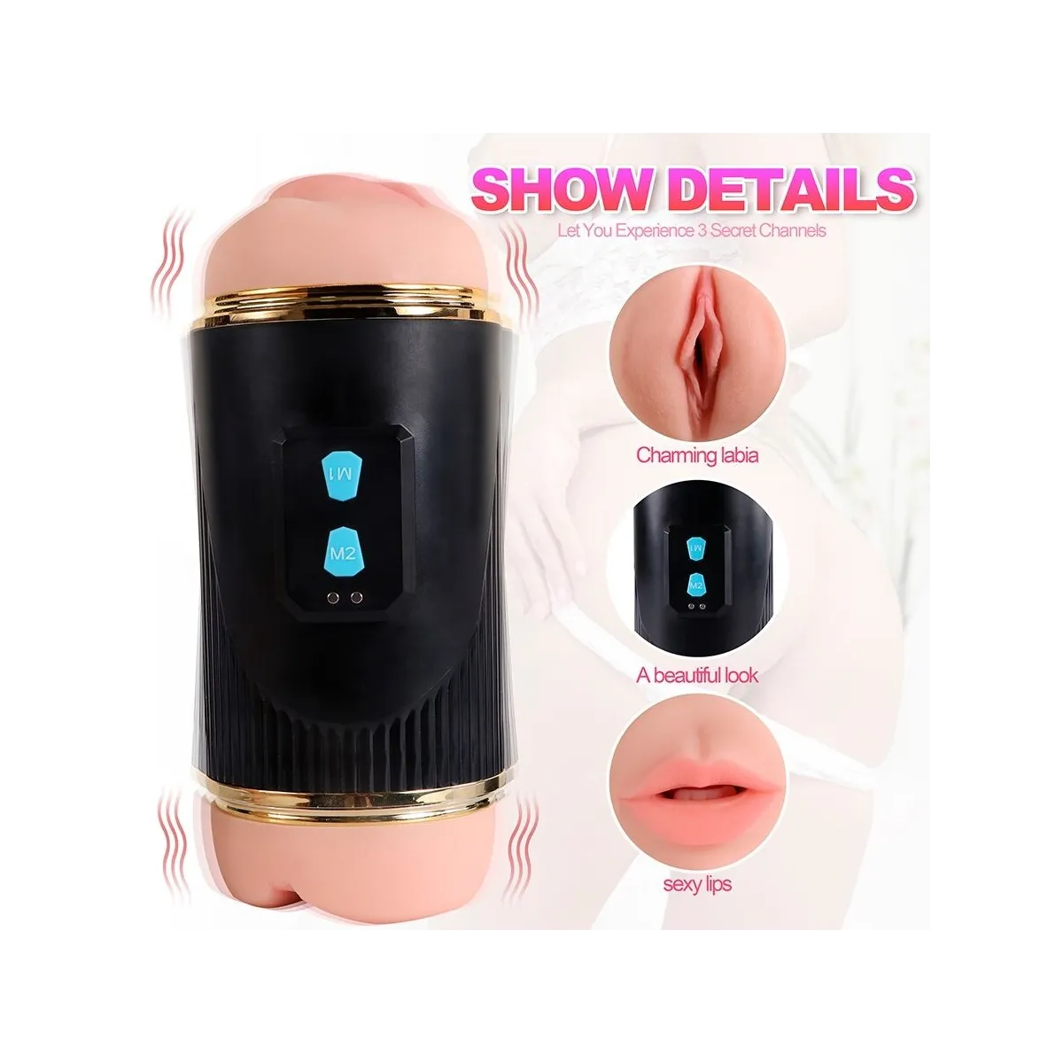 Kay Doppelmasturbator mit Doppelter Mund- und Vaginavibration von Shequ | Fesselliebe.de