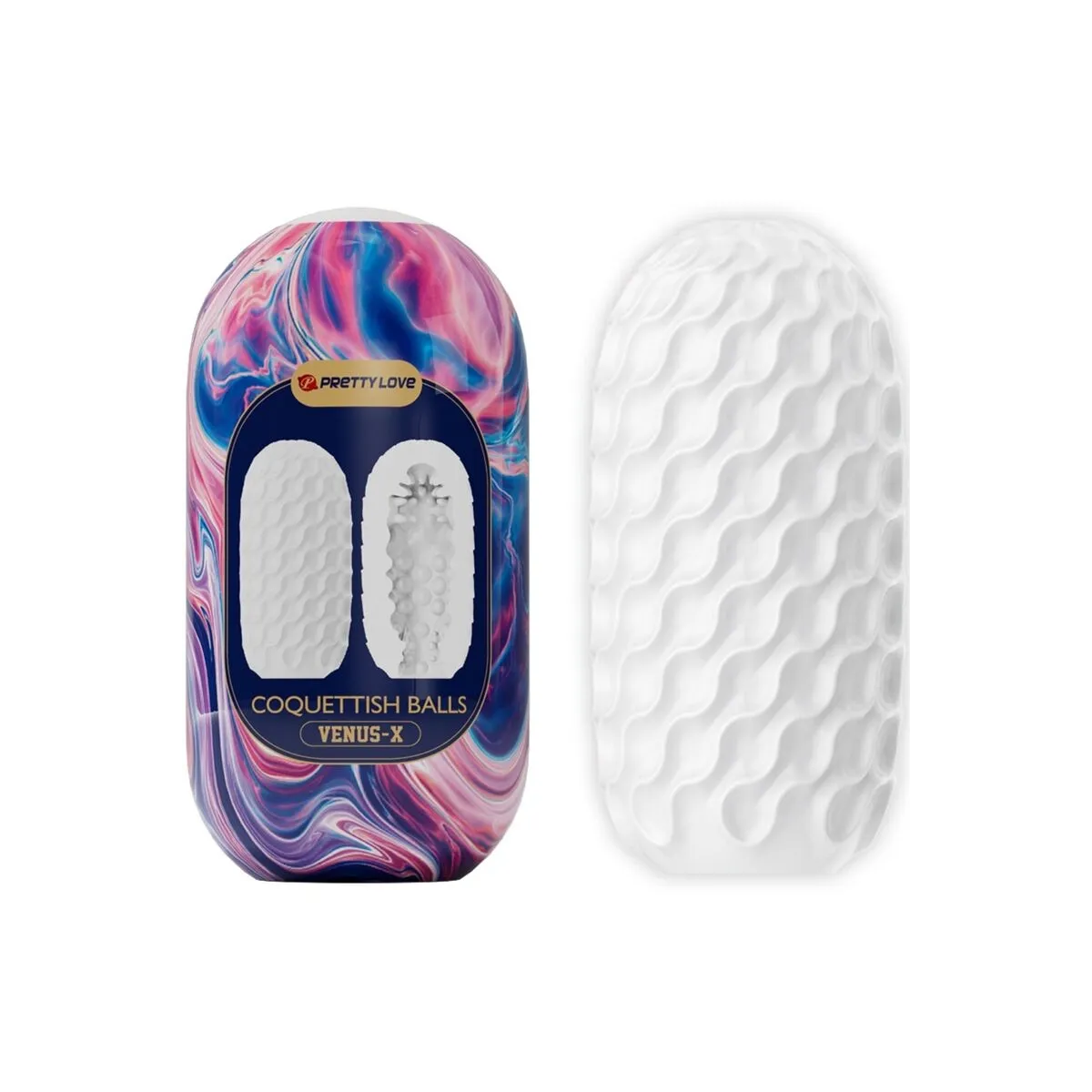 Kokettische Kugeln aus Silikon, männlicher Masturbator, Weiss von Pretty Love | Fesselliebe.de