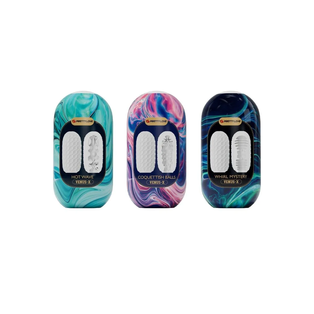 Venus X 15 männliche Masturbatoren aus Silikon, Weiss von Pretty Love | Fesselliebe.de