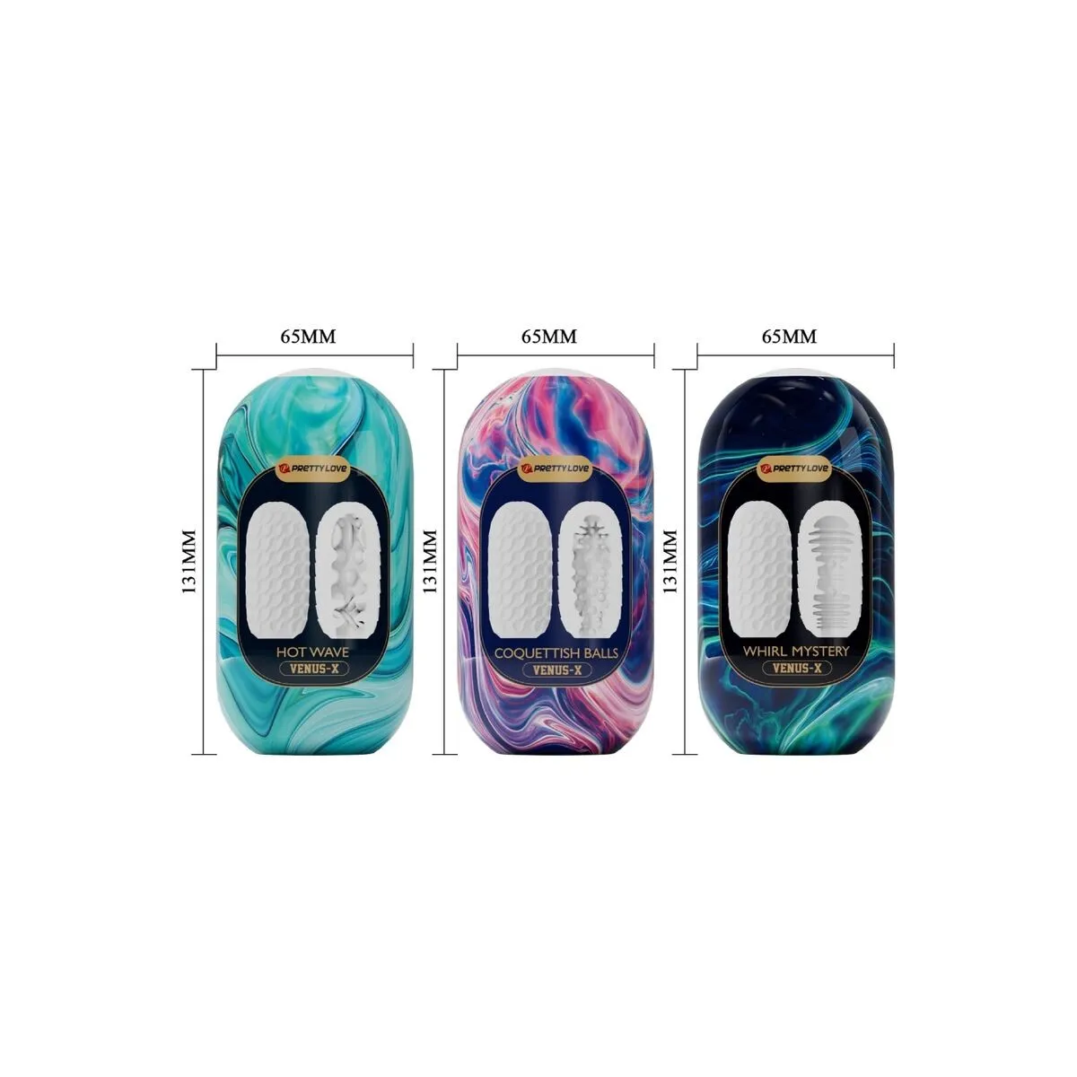 Venus X 15 männliche Masturbatoren aus Silikon, Weiss von Pretty Love | Fesselliebe.de