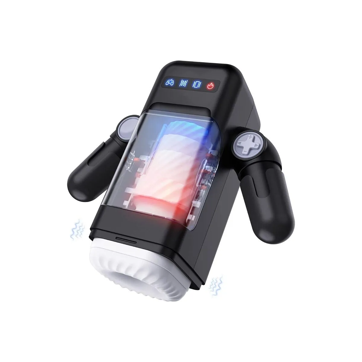 Stoßender Vibrations-Masturbator mit Heizfunktion und Mobiler Unterstützung - Schwarz von Baile For Him | Fesselliebe.de