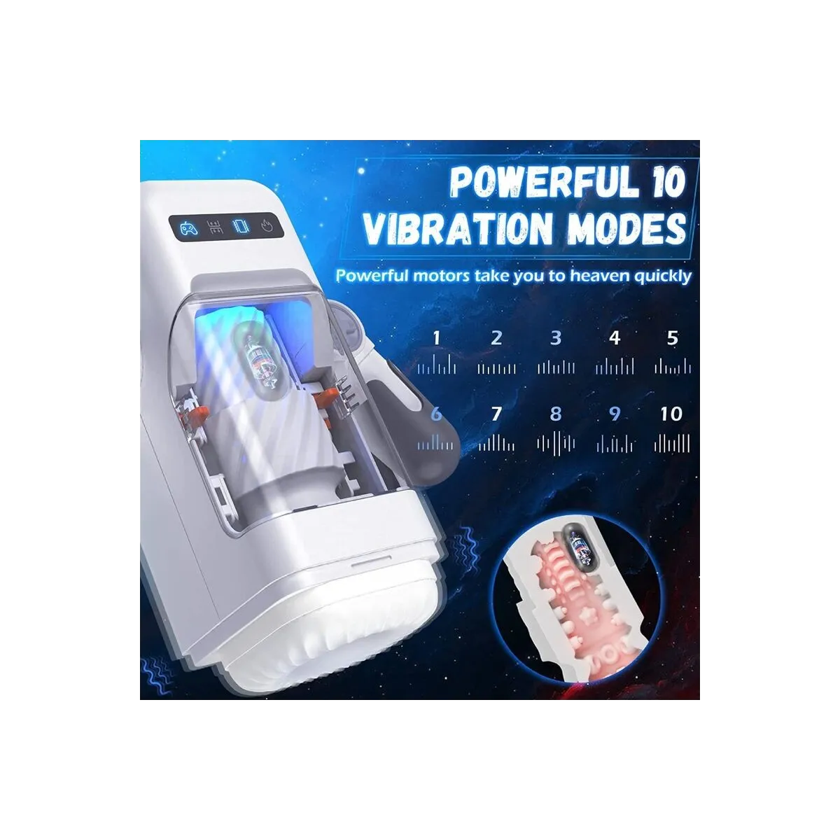 Stoßender Vibrations-Masturbator mit Heizfunktion und Mobiler Unterstützung - Schwarz von Baile For Him | Fesselliebe.de