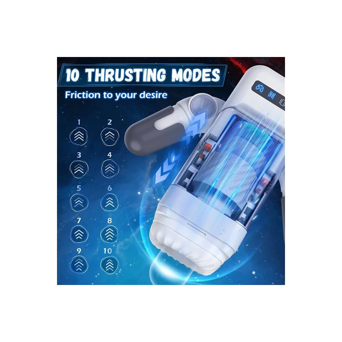 Stoßender Vibrations-Masturbator mit Heizfunktion und Mobiler Unterstützung - Schwarz von Baile For Him | Fesselliebe.de