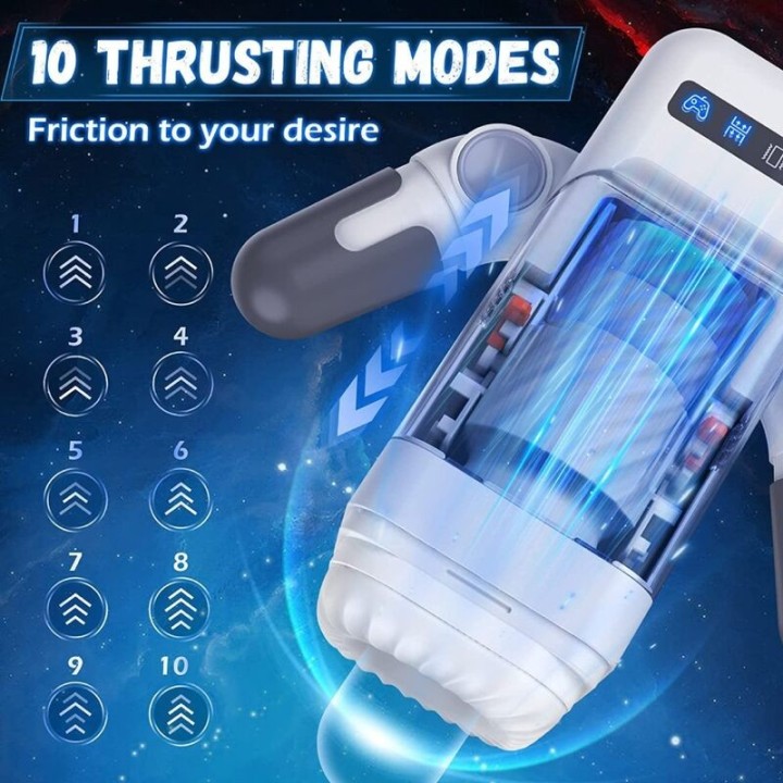 Stoßender Vibrations-Masturbator mit Heizfunktion und Mobiler Unterstützung - Schwarz von Baile For Him | Fesselliebe.de