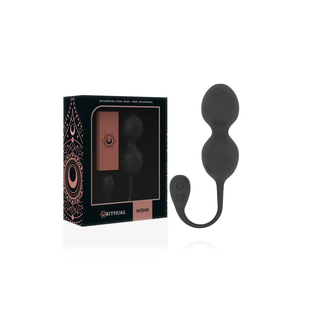 Nisha - wiederaufladbare Vibrierende Kegelbälle Schwarz von Rithual | Fesselliebe.de