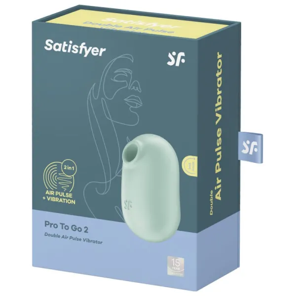Pro To Go 2 Doppelter Luftpulsstimulator & Vibrator Grün von Satisfyer Air Pulse | Fesselliebe.de